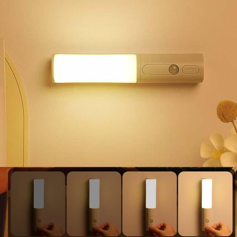 Veilleuse à détecteur de mouvement, appliques murales LED rechargeables avec 3 Modes d'éclairage, luminosité variable, rotative à 350 ° (1/5)