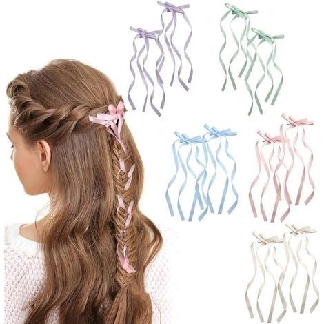 10 Haarspangen für Damen, lange Schleifen für Mädchen, Haarspangen, niedliche und ästhetische Haaraccessoires für Pferdeschwänze (1/4)