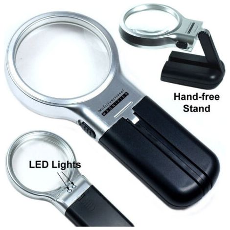 Mini Loupe De Poche 3 En 1 Avec Lumière Led Pliable Lecture Montres Cip (1/3)