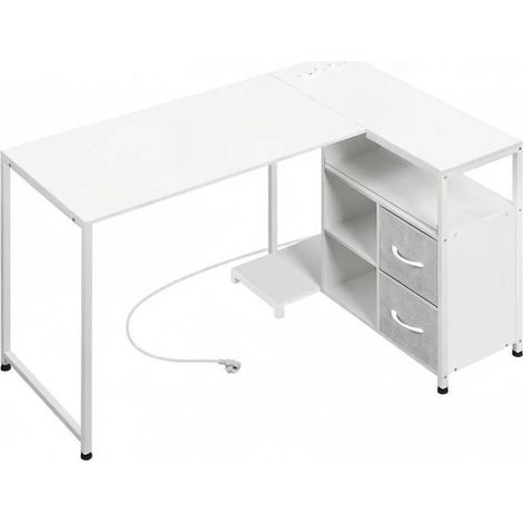 CHICFURN Escritorio de esquina reversible 120x80x76 cm blanco, con enchufe y almacenaje (1/5)