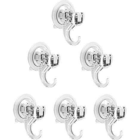 Pack of 6 Stronger 70mm Suction Cup Hooks, Wall Hooks for Towels, Crowns, Bathrobes, Coats, Tea Towels, Suction Cup Hanging Tool for Kitchens and Bathrooms, Transparent Plastic (1/5)