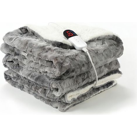 Plaid Chauffant 180x130cm, couverture chauffante 1 Personne Tie-Dye & Sherpa, 6 Niveaux de Chaleur, Minuterie 10h, Arrêt Auto, Lavable – Indispensable Hiver, Adultes/Seniors, Canapé (1/5)
