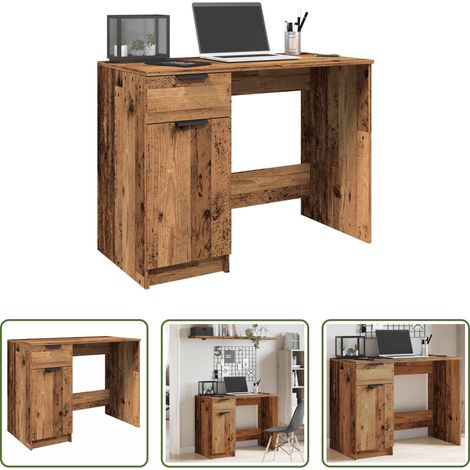 vidaXL Schreibtisch mit Schublade - Schreibtisch Altholz-Optik 100x50x75 cm Holzwerkstoff (1/5)