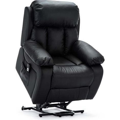 CHESTER BLACK DUAL RISE LEATHER RECLINER CHAIR