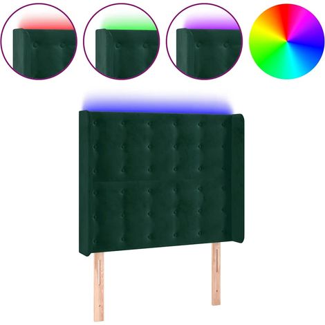 Testiera Testata del letto a LED Verde Scuro 83x16x118/128 cm in Velluto (1/5)