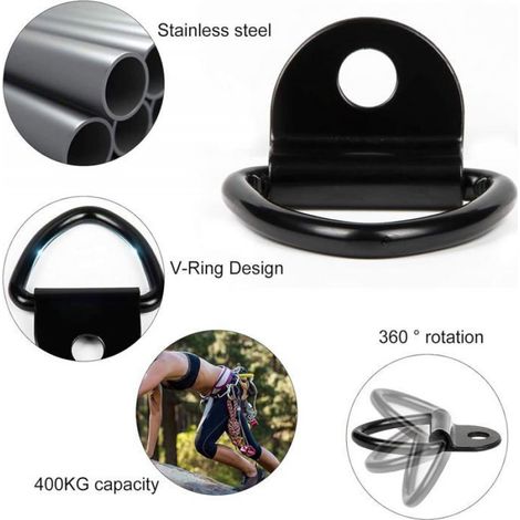 4 Pièces anneau d'arrimage en D, crochet en D pour remorques, voitures, camions, kayaks, outils électriques, arrimage de fret (1/4)