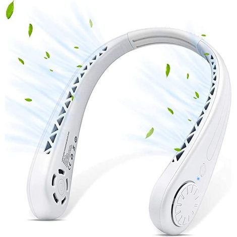 Nuevo ventilador de cuello plegable y silencioso sin aspas, mini ventilador portátil para deportes de verano y actividades al aire libre, blanco