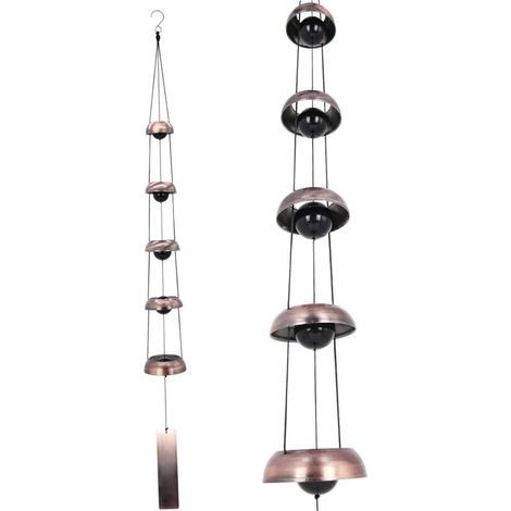Carillons éoliens pour l'extérieur, carillons éoliens en cuivre, 5 Cloches en cuivre pour Ornements extérieurs Feng Shui pour la décoration extérieure de la Cour de la Maison (1/5)