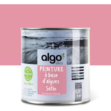 Peinture écologique Algo - Satin - Rose Une minute et j'arrive - 0.5L (1/5)