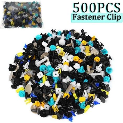 500pcs Voiture Mixte Rivet Plastique Fixation Clips Pour Pare-chocs Pare-boue Porte Agrafe (1/4)