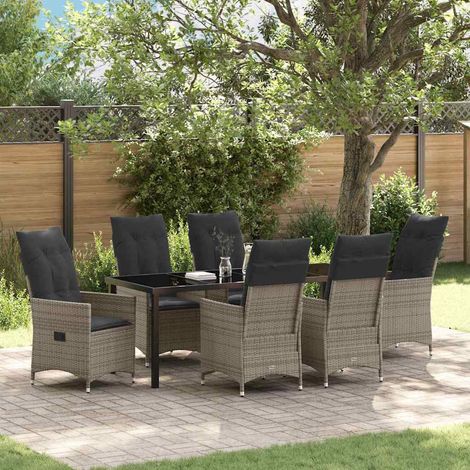 Conjunto de Comedor de Jardín 7 pcs Gris ratán sintético vidaXL (1/5)