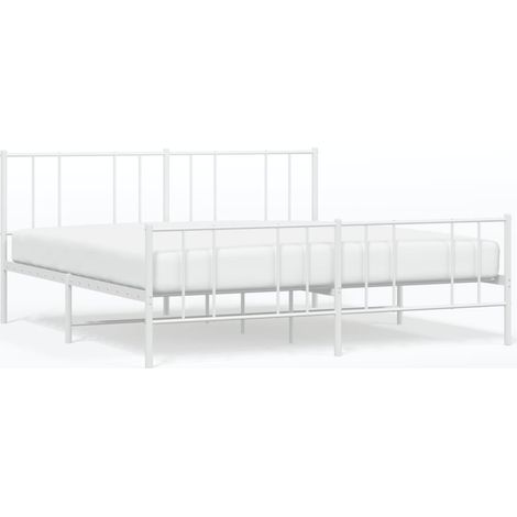Maison Exclusive - Cadre de lit métal sans matelas et pied de lit blanc 200x200 cm (1/5)