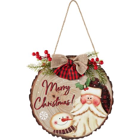 Cartel Colgante Navideño - Madera - Para Puerta o Pared - Diseño Bienvenida - 1 Unidad (1/5)
