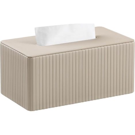 royaluxe - Housse de boîte à mouchoirs en cuir rayé pour salle de bain, chambre, salon, bureau - 1 pièce, abricot, 25 × 13,5 × 11 cm (1/5)