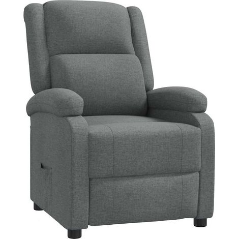 Fauteuil relax TV rembourrage confortable fonction d'inclinaison manuelle en tissu gris DEC027940 (1/5)