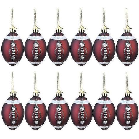 Boules de Noël décoratives en plastique sur le thème du rugby (12 pièces) - YS (1/5)
