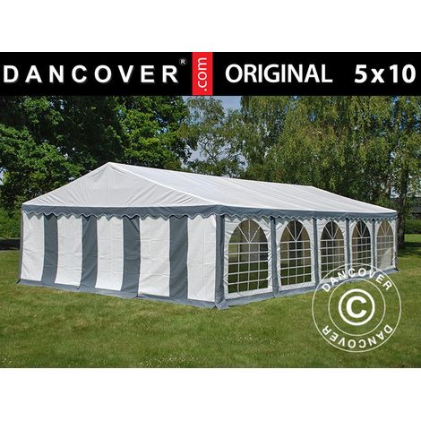 Partyzelt Original 5x10m PVC 900, Grau/Weiß - Dancover