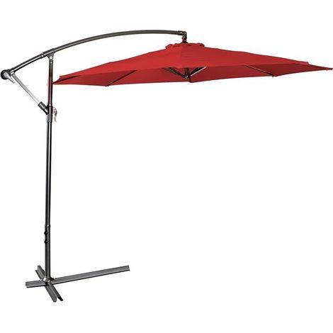 COSTWAY Ombrellone da Giardino Parasole da Esterno Ombrello da Spaggia Ø300 cm, Rosso (1/5)