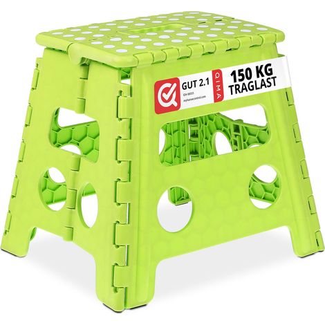 Tabouret Pliable, Plastique, 1 Marche, marchepied pour Enfant, 32,5x37x30 cm, Max. 120 kg, Vert (1/5)