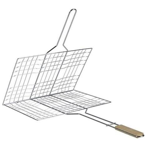 Grille double - Acier chromé - 34 x 22 cm - Manche en bois - Facile à utiliser - Durable (1/5)