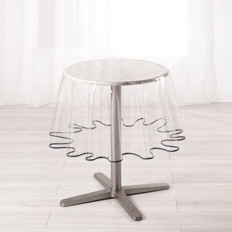 Nappe Ronde Cristal "Garden" 180cm Transparent & Gris (1/2)