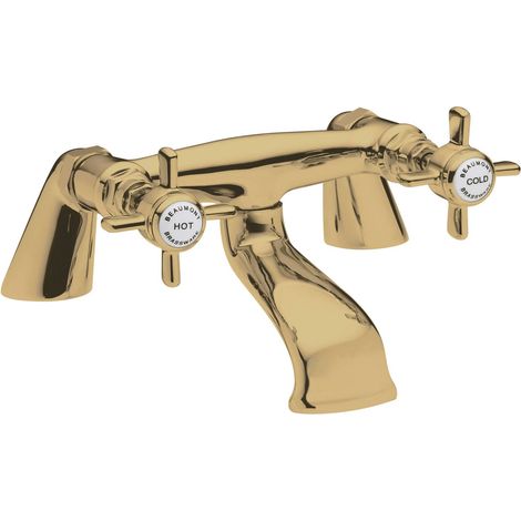 Nuie Beaumont Bath Filler Tap Pillar Mounted - Brushed Brass