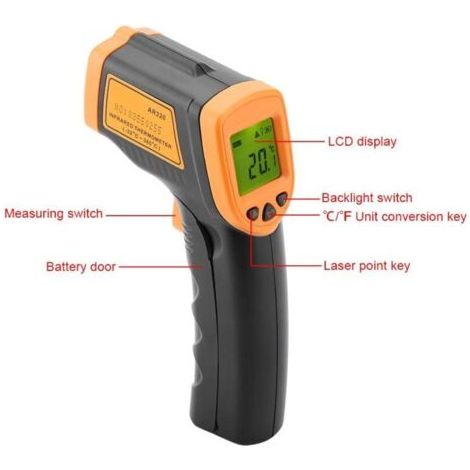 Thermomètre infrarouge numérique SENSOR AR320, écran LCD sans contact, thermomètre infrarouge laser numérique -32 °C à 380 °C (-26 °F à 716 °F) (1/3)
