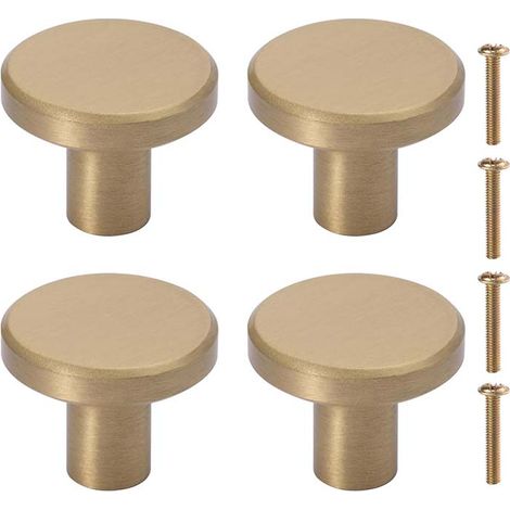 4Pcs Bouton de Meuble Boutons de Tiroirs Boutons D'armoire en Laiton Massif Poignées de Meuble Doré pour Armoire de Cuisine,Commode 25x20mm (1/4)