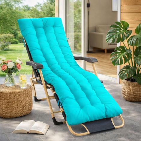 Coussins pour Bains De Soleil，170x50x10 CM Chaise Longue Jardin，Matelas Transat Bain De Soleil Chaise Longue Exterieur pour Jardin Terrasse Balcon (1/5)