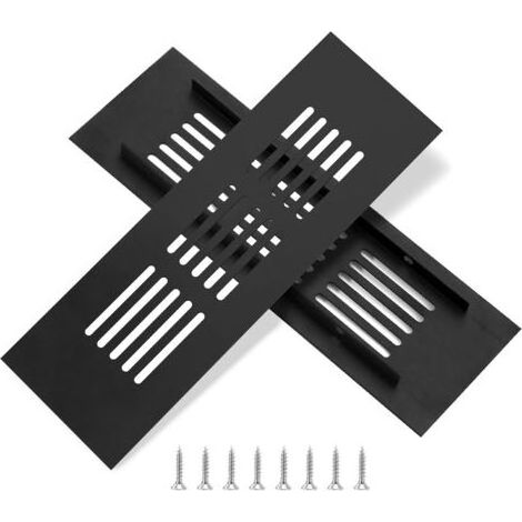 2 grilles de ventilation noires en aluminium, 45 x 8 cm, pour la ventilation des placards et des pièces (1/5)