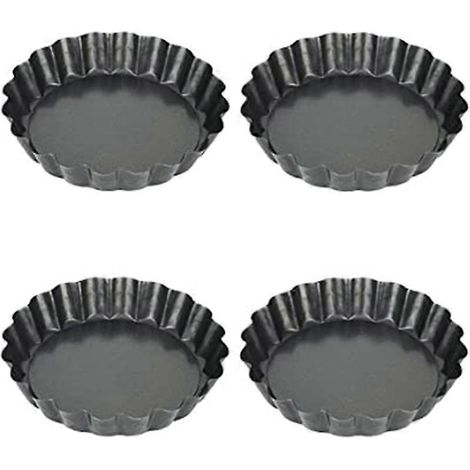 4-teiliges Set: Quiche-Backform, runde Pizzaform, Kuchenbackform mit losem Boden-10X10CM (1/3)
