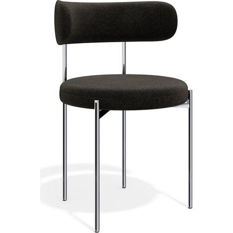 Lot de 2 chaises en tissu tramé toucher doux noir MUSE (1/5)
