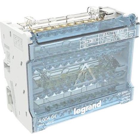 LEGRAND 400404 Modularer Verteiler 4P 40A 12 Ausgänge 6 Module mit versetzter Sammelschiene