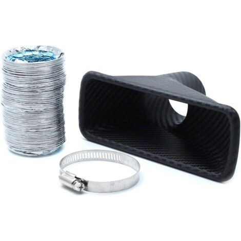 Universal Car Air Intake Pipe Carbon Fiber Rectangle Type Air Funnel Kit (1/5)