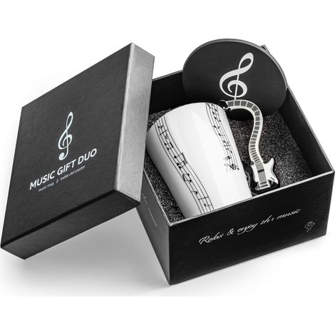 Musikduo-Set – Schwarze E-Gitarren-Tasse + Untersetzer (1/5)