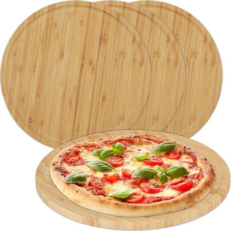 Juego de tablas de bambú para pizza y servir, 32 cm, paquete de 4
