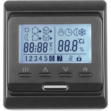 Thermostat intelligent Wi-Fi E51.716 noir pour chauffage électrique, 16 A, contrôle mobile en russe via l’application Tuya (1/5)