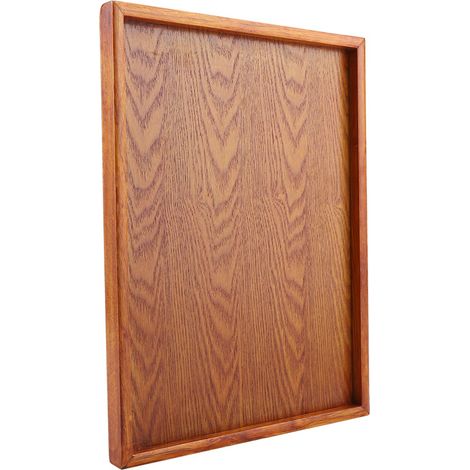 Plateau à thé rectangulaire en bois, plat de service, bol à apéritif, plateau de conservation des aliments pour hôtel et maison (36 x 27 cm) (1/5)