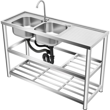 Évier de cuisine double évier unité Gourmet Évier inox gauche double évier triple avec robinet (1/5)
