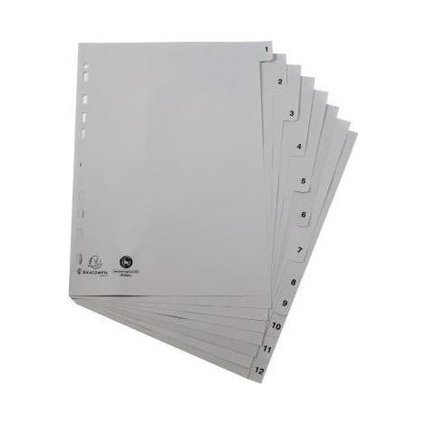 EXACOMPTA Zahlenregister Exacompta Forever® DIN A4 1-12 Polypropylen grau (1/3)