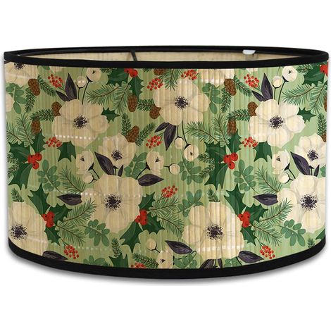 1 Abat-jour Bambou Diamètre 30cm Motif Fleurs Pour Lampe Chevet Salon Décoration Intérieure