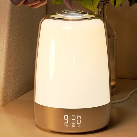 Digitaler Wecker mit Sonnenaufgangssimulation, Nachttischlampe mit 6 Naturgeräuschen und Schlummerfunktion (1/5)