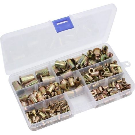 Kit 150 Pièces écrous Filetés Assortis M3 / M4 / M5 / M6 / M8 / M10 Rivets Filetés en Acier au Carbone Galvanisé pour Riveteuse (1/5)