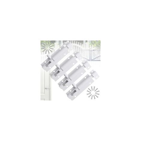 BRAVIX 4 Pièces Loquet de Porte Coulissante, Loquet Blanc, Loquet Coulissant en Alliage D'aluminium, 3 Pouce Loquet Coulissant avec Vis, pour Jardin, Salle de Bain, Cabanon, Garage