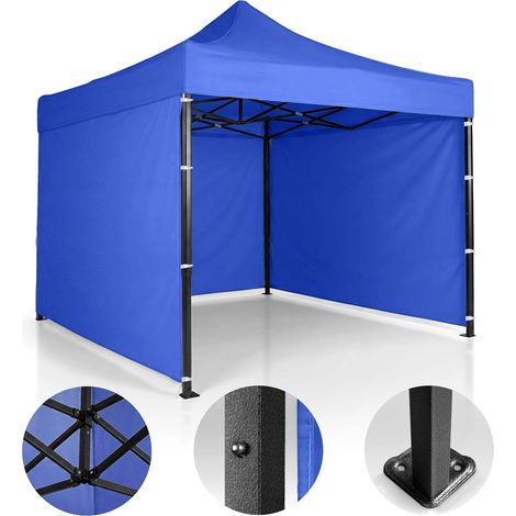 Garden Pavilion 3x3m Blue with 3 Walls, Waterproof