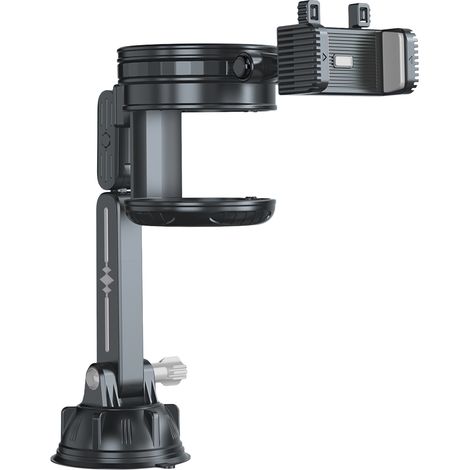 Support de téléphone pour porte-gobelet de voiture, 2 en 1, aspiration rotative à 360 °, convient aux téléphones de 4 à 7,2 pouces, pour tige d'extension de camion de camion de grue d'excavatrice-gris (1/5)