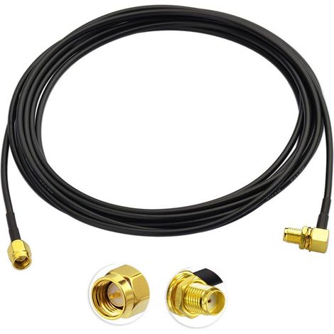 Cable SMA Rallonge Antenna 4G 3m Adaptateur de SMA Male à Femelle Angle Droit RG174 pour RC FPV Multicopter TX RX WiFi Réseau Sans Fil Routeur (1/5)