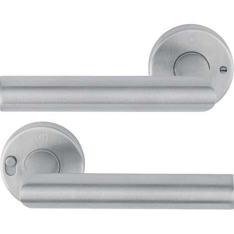 HOPPE AMSTERDAM - LOT DE 2 POIGNÉES DE PORTE - MONTAGE FACILE - ACIER INOXYDABLE MAT - ÉPAISSEUR DE PORTE 37-47 MM - DROITE - AV