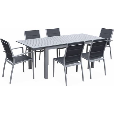 sweeek - Ausziehtisch-Set - Chicago 150/210cm Grau / Dunkelgrau (1/5)