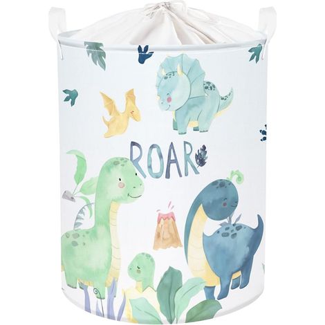 Paniere a Linge Animaux Dinosaures Feuilles Vert Enfant Panier Rangement Grand Garçons Fille Jouets Vêtements, Dinosaure Vert, 40x50 cm (1/5)